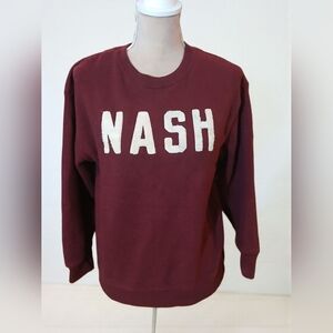 Nash Company Purple Sweatshirt Womans Small Crew Neck Fuzzy Logo Preppy Prep